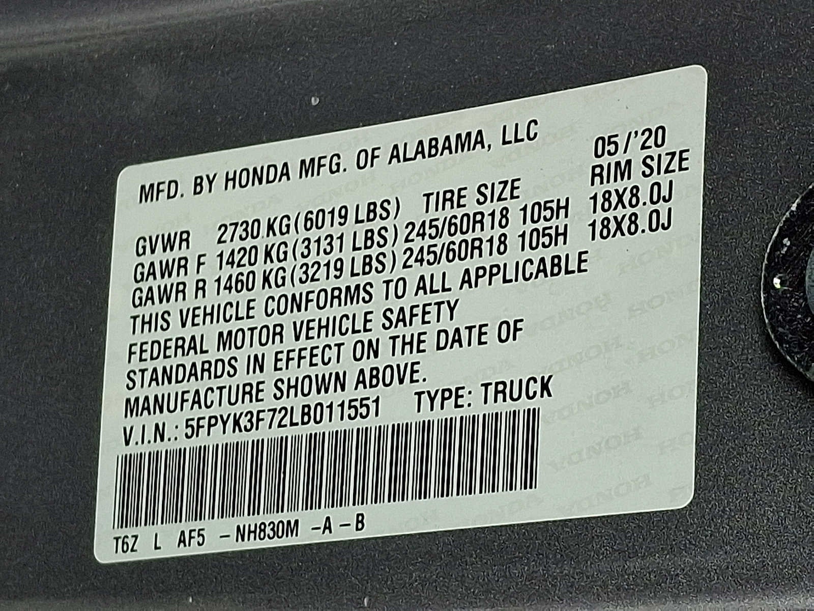 2020 Honda Ridgeline RTL-E